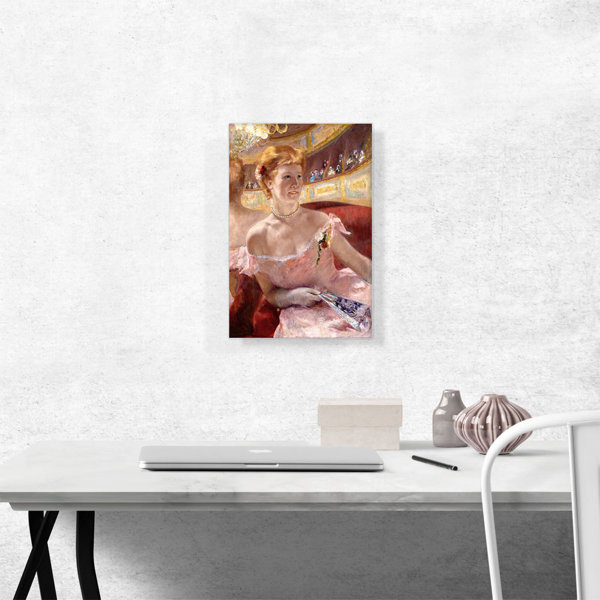 ARTCANVAS Woman With A Pearl Necklace In A Loge 1879 On Canvas by Mary